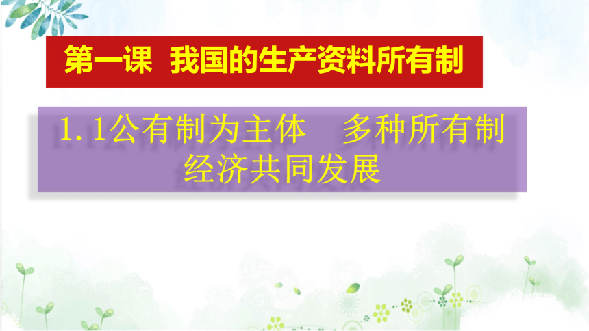 必修二第一课我国的生产资料所有制复习课件20202021学年统编版高一