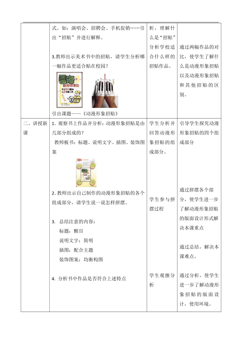 动漫形象招贴》教学杉计