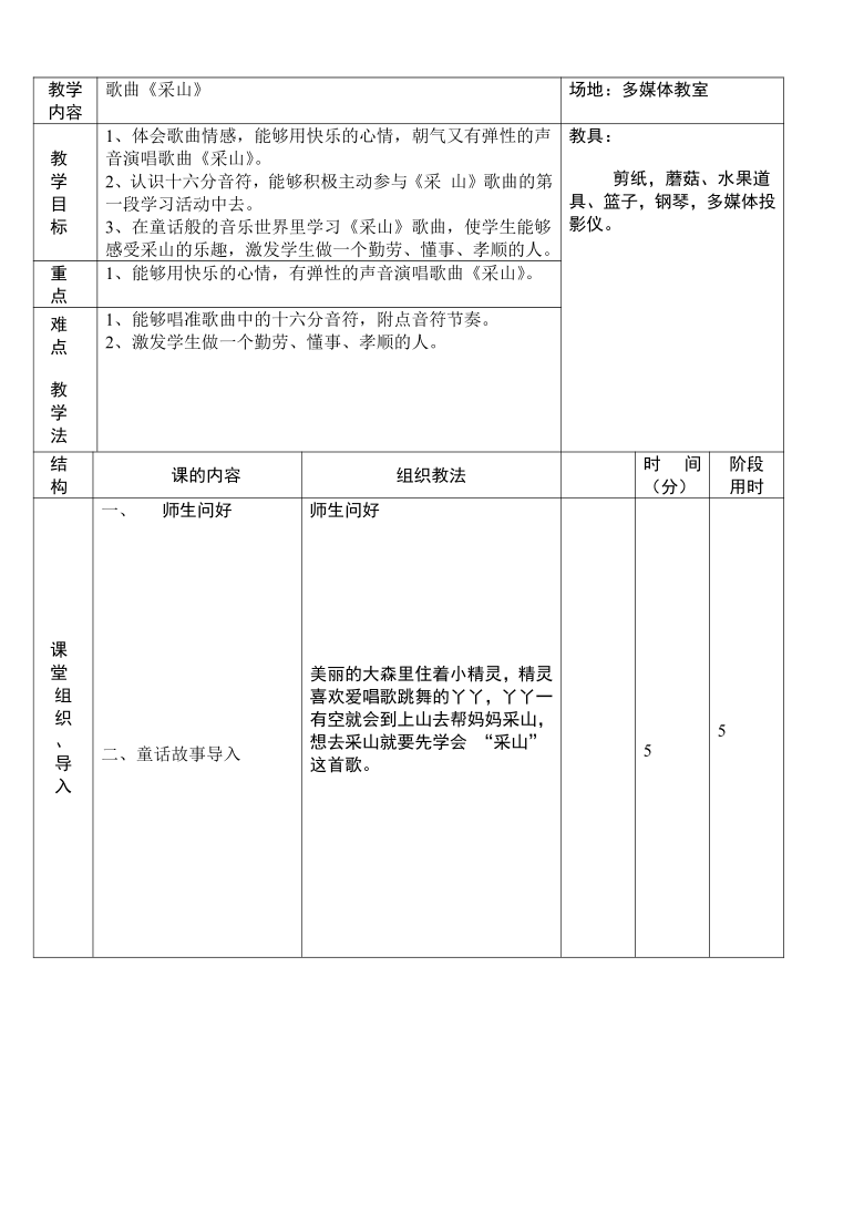 我们的民族小学表格式教案_小学数学表格式教案_我们的民族小学试讲教案