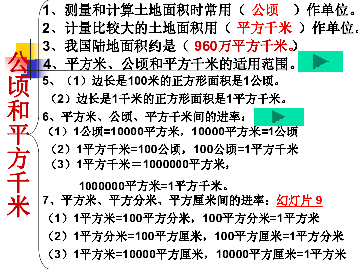 公顷和平方千米复习课件共18张ppt