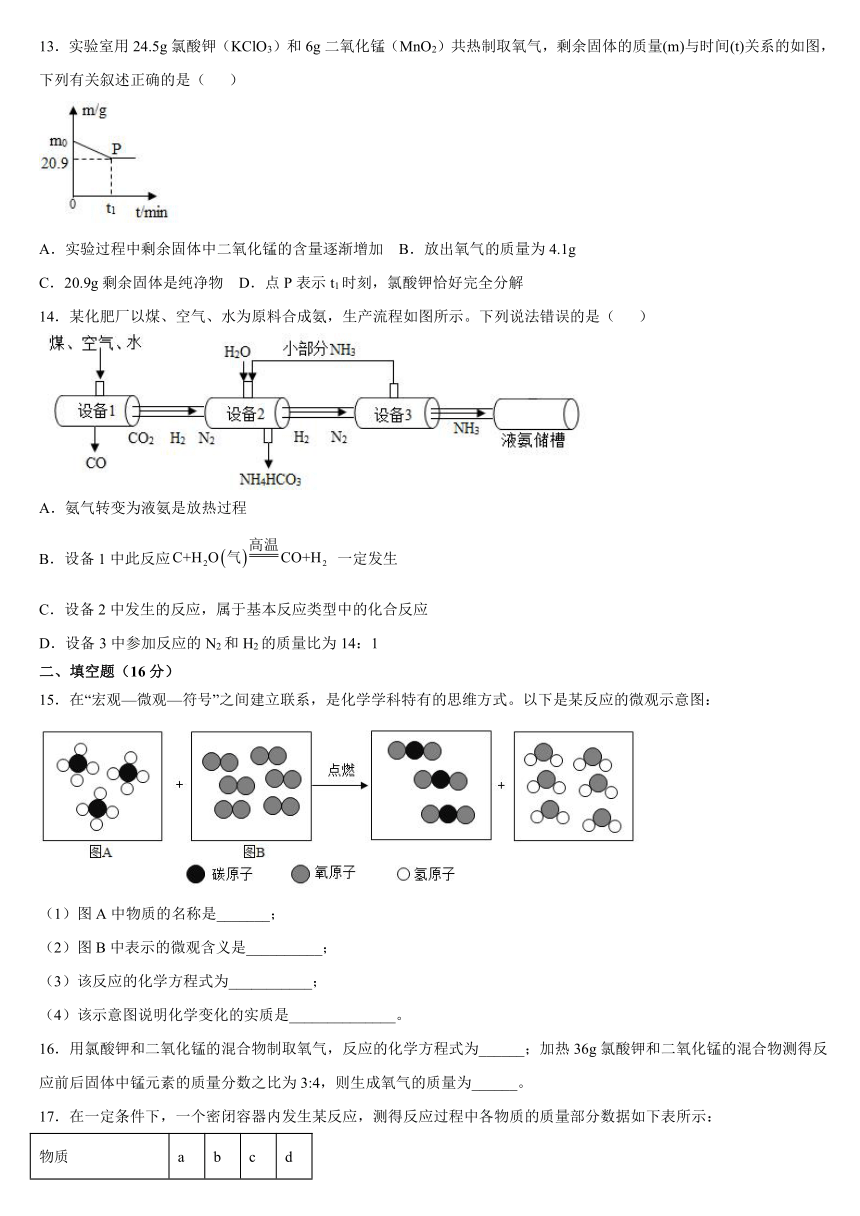 第五单元化学方程式单元测试题20212022学年九年级化学人教版上册word