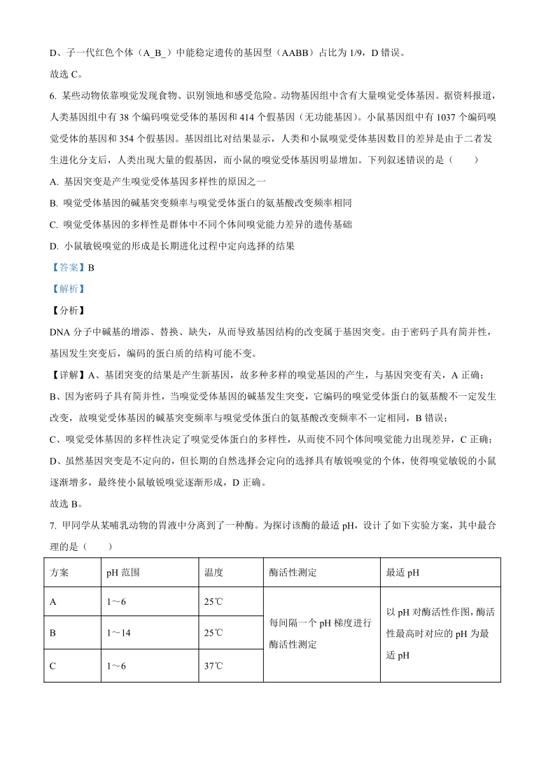 2021年湖北省普通高等学校招生全国统一考试模拟演练生物试题解析版