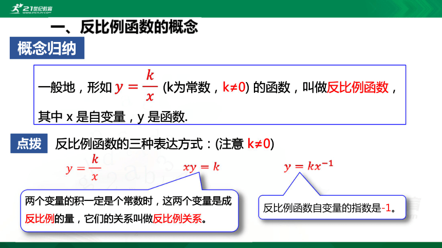 1.1反比例函数的概念 课件(共18张ppt)