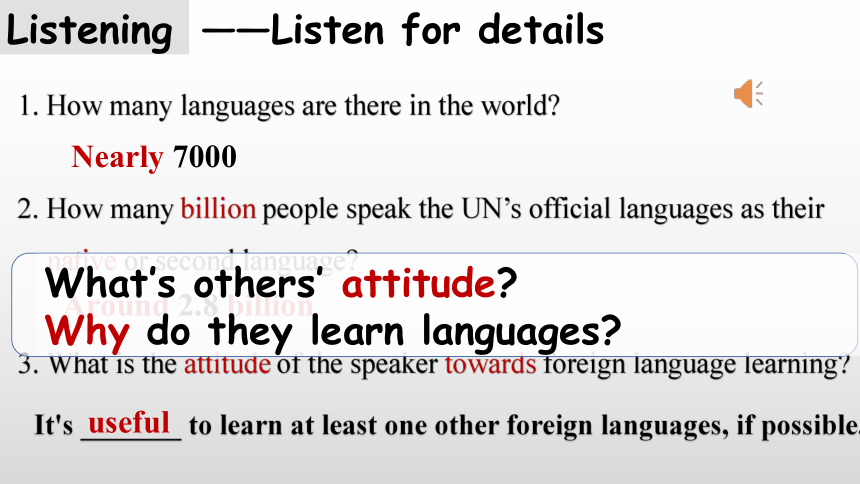 人教版（2019） 必修第一册 Unit 5 Languages Around The World Listening And ...