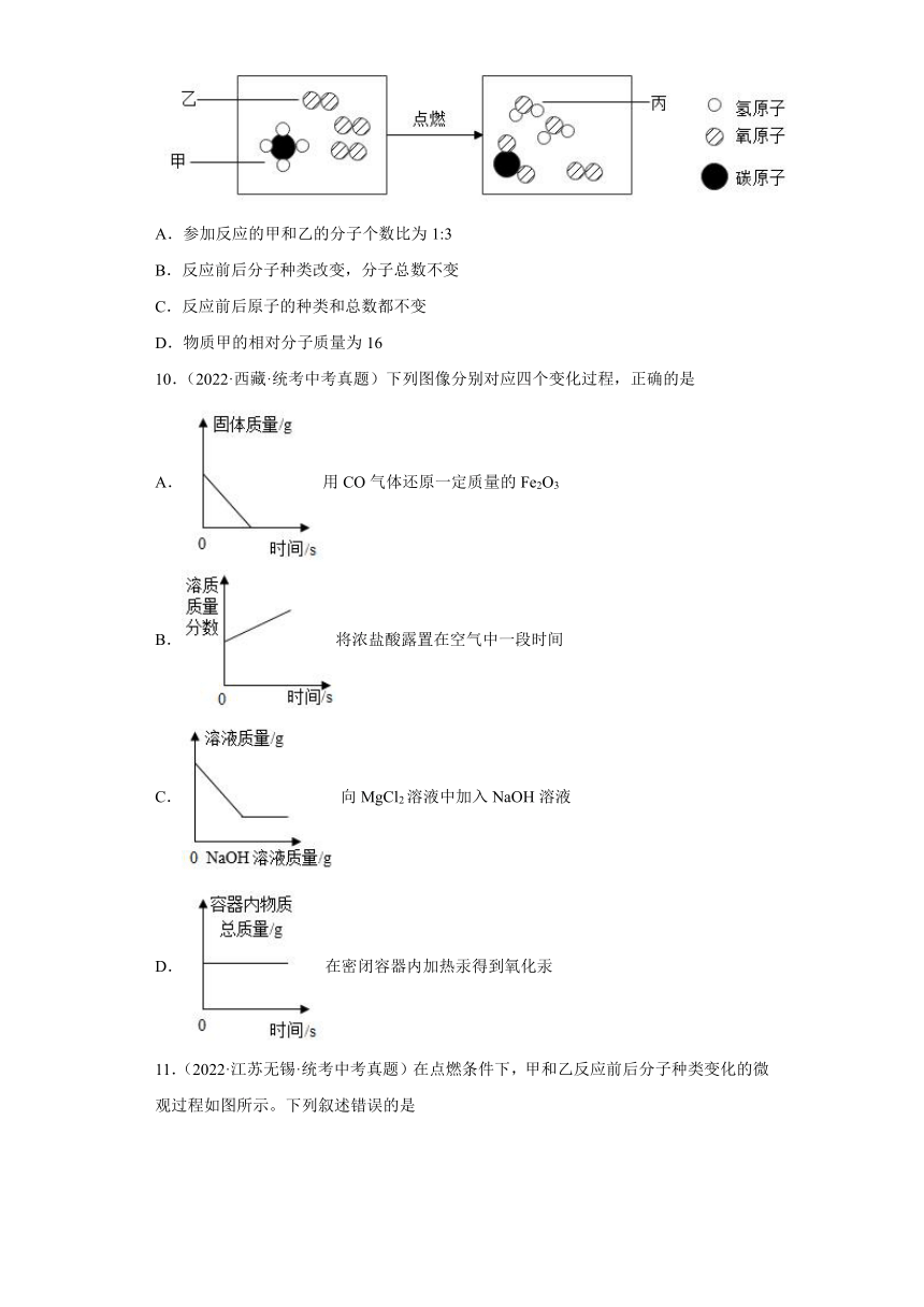 备考2023年中考化学真题专项练习（全国通用）-10质量守恒定律的分析(含解析)_21世纪教育网-二一教育