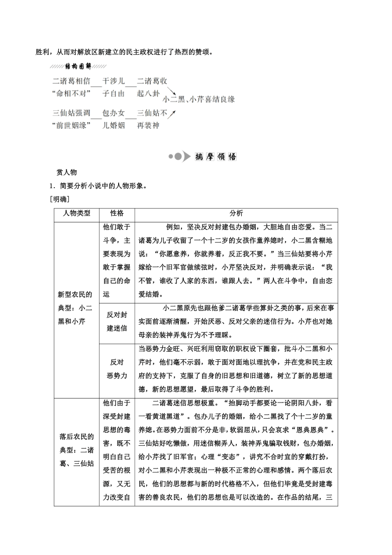 统编版选择性必修中小二黑结婚导学案