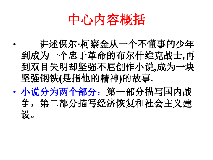 苏教版八年级语文上第四单元名著导读《钢铁是怎样炼成的》教学课件