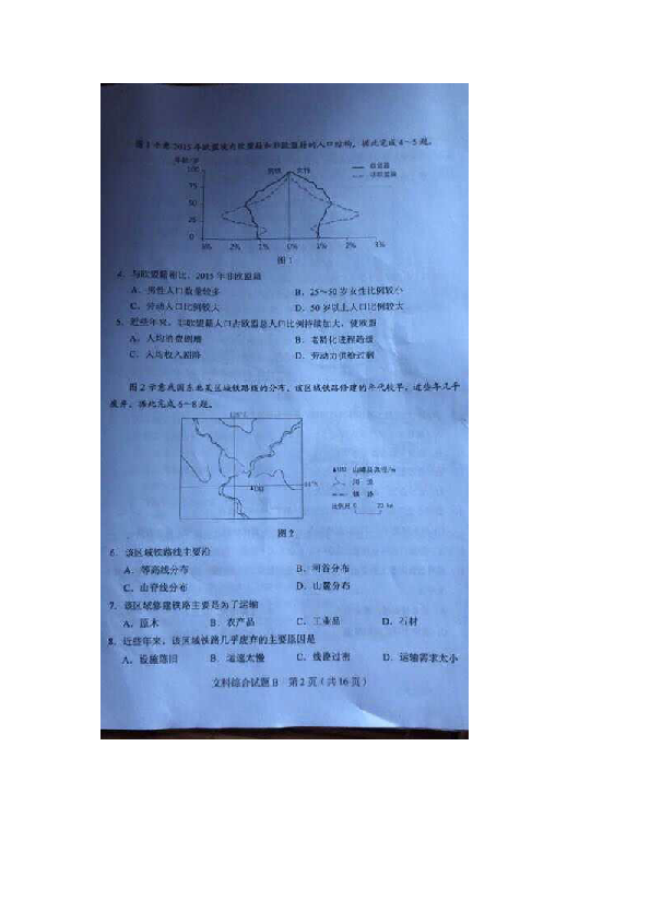 2019年全国i卷高考地理真题试卷图片版含答案