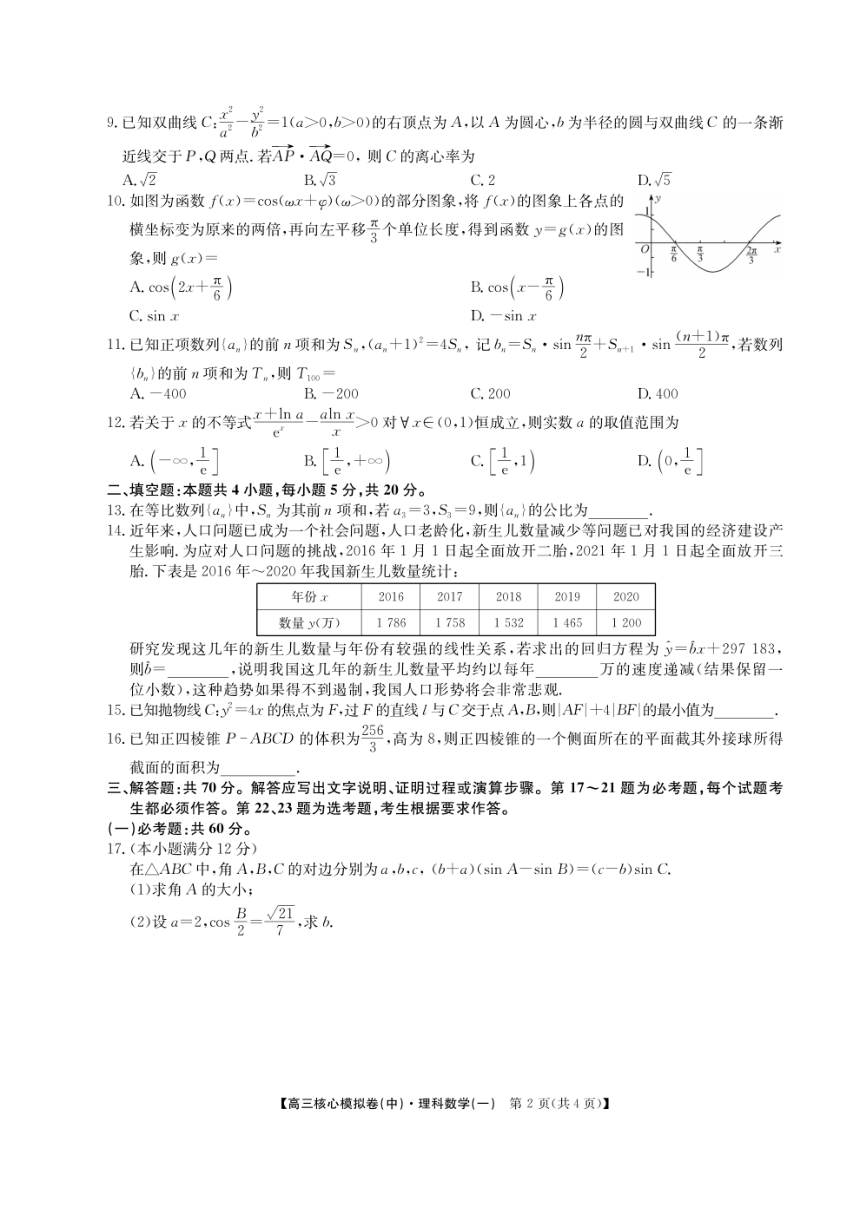 江西省南昌市20212022学年高三下学期核心模拟卷中数学综合试题pdf版