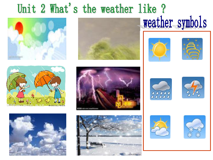 weatherrainy, unit 2 what"s the weather like today? 课件