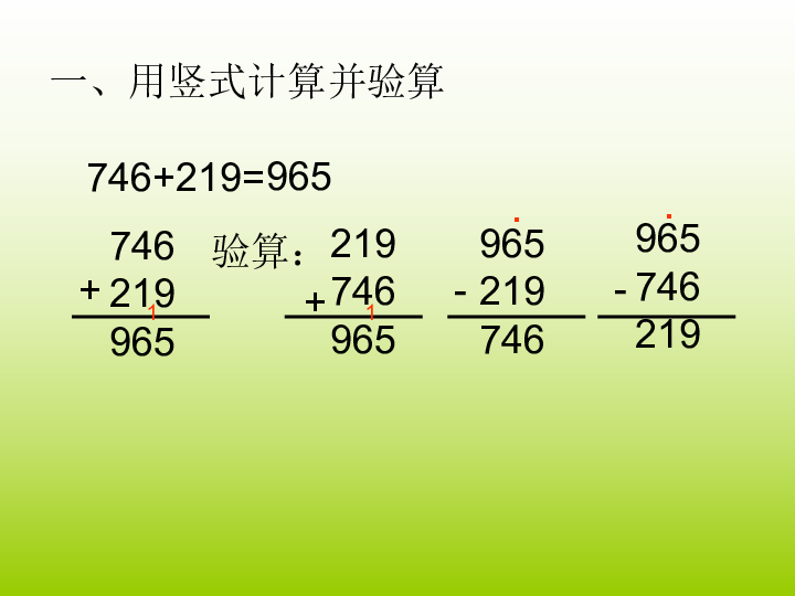 人教版三年级数学上册减法的验算ppt课件