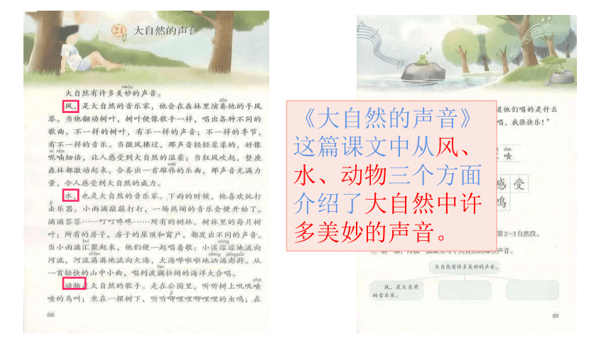 三年级上册第三单元主题阅读《大自然的声音》这篇课文中从风,水,动物