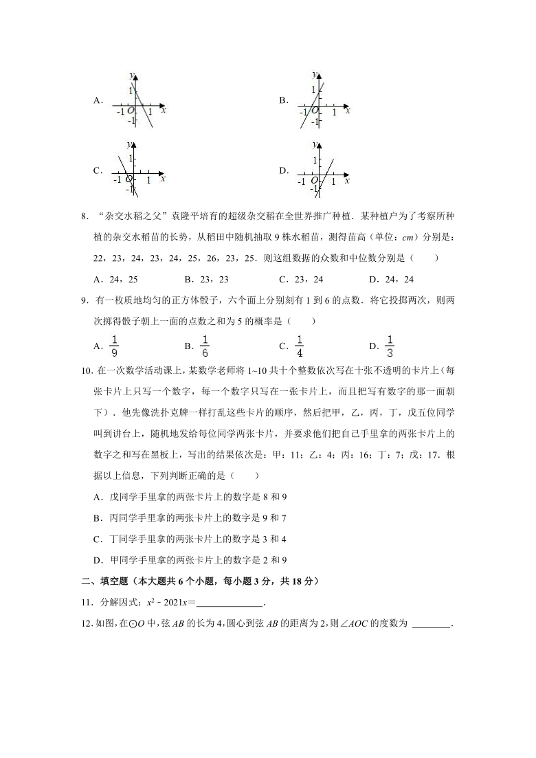 2021年湖南省长沙市中考数学真题试卷word版含解析