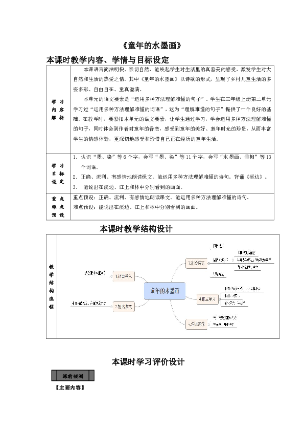 18《童年的水墨画》教案 学习评价设计 教学反思