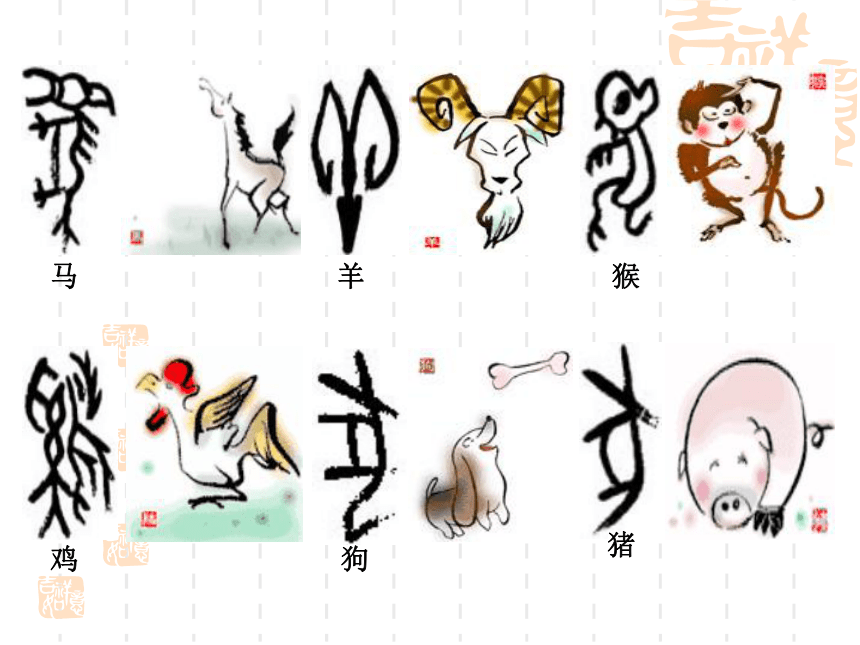 马 羊 猴 鸡 狗 猪 鼠 牛 虎 兔 龙 蛇 世界