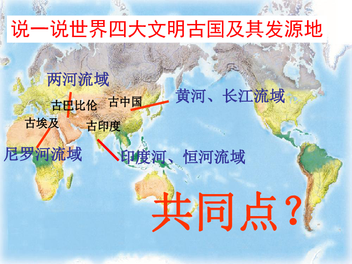 四大文明古国及其发源地古中国古埃及古印度黄河,长江流域两河流域