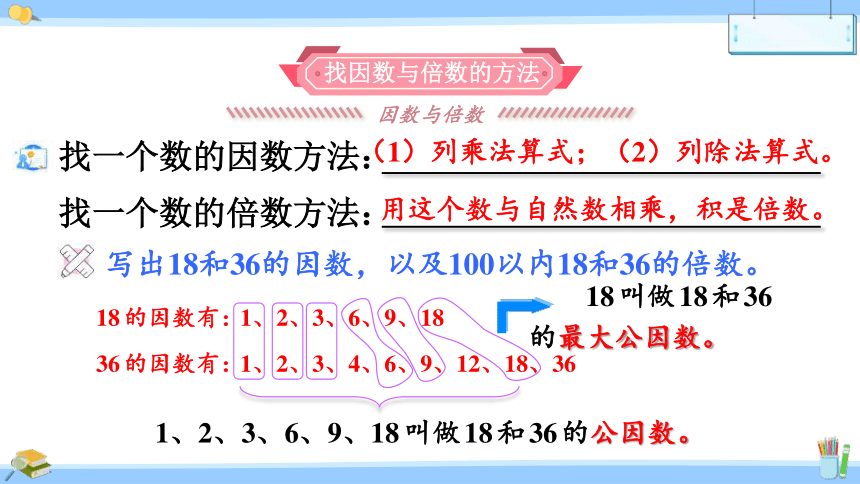 人教版五年级下册数学课件9总复习数与代数第1课时因数和倍数17页ppt