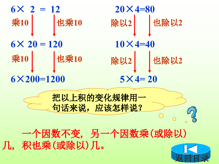 人教版小学四年级数学上4积的变化规律课件