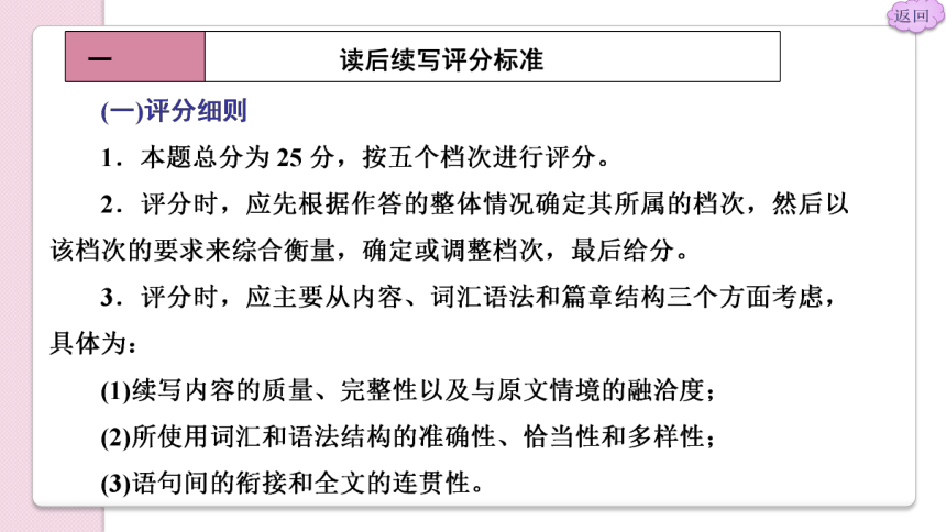 英语高考二轮复习课件专题六读后续写第1讲读后续写评分标准及写作