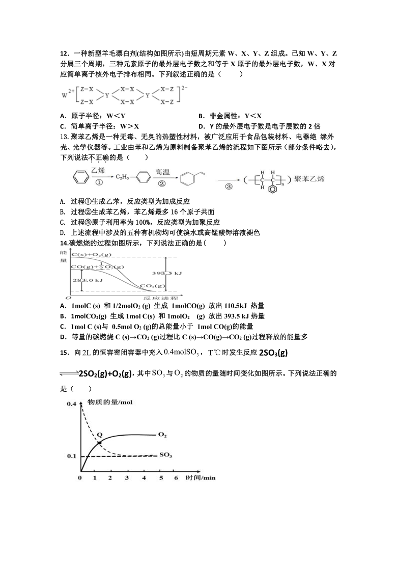 山东省济南市师大附中20202021学年高一第二学期期中考试化学等级考试