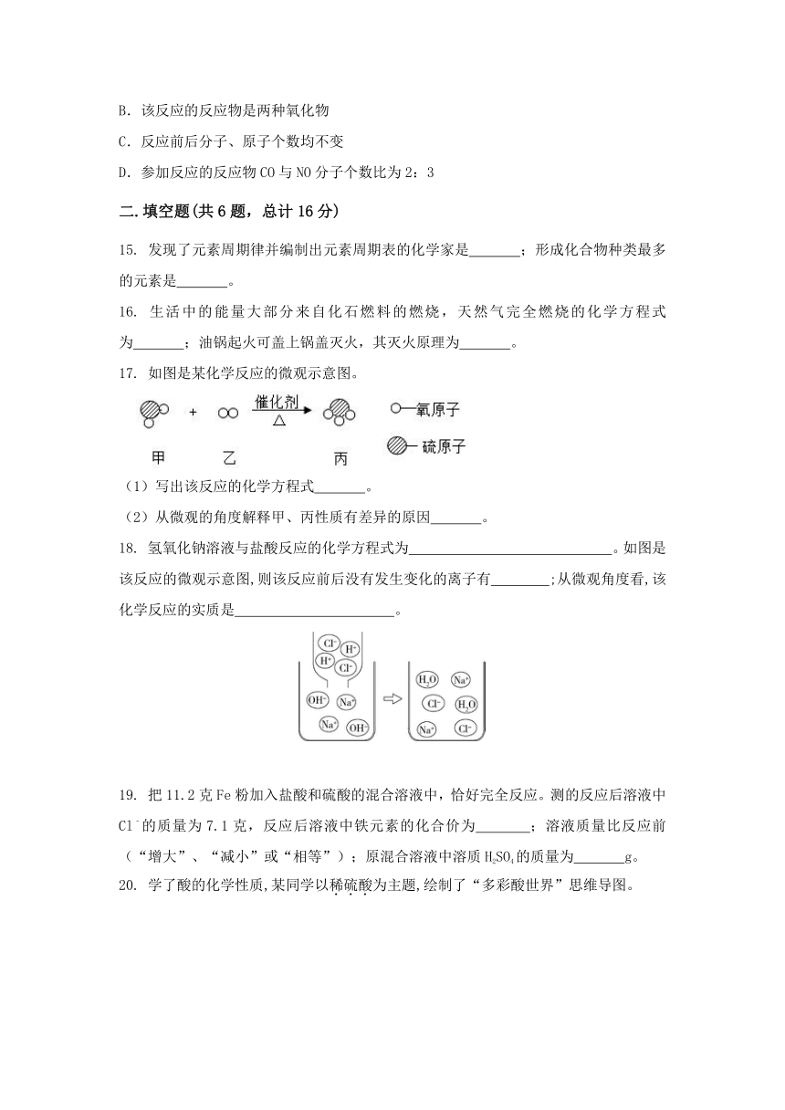 2022年河南省九年级中考化学模拟试卷二word版有答案