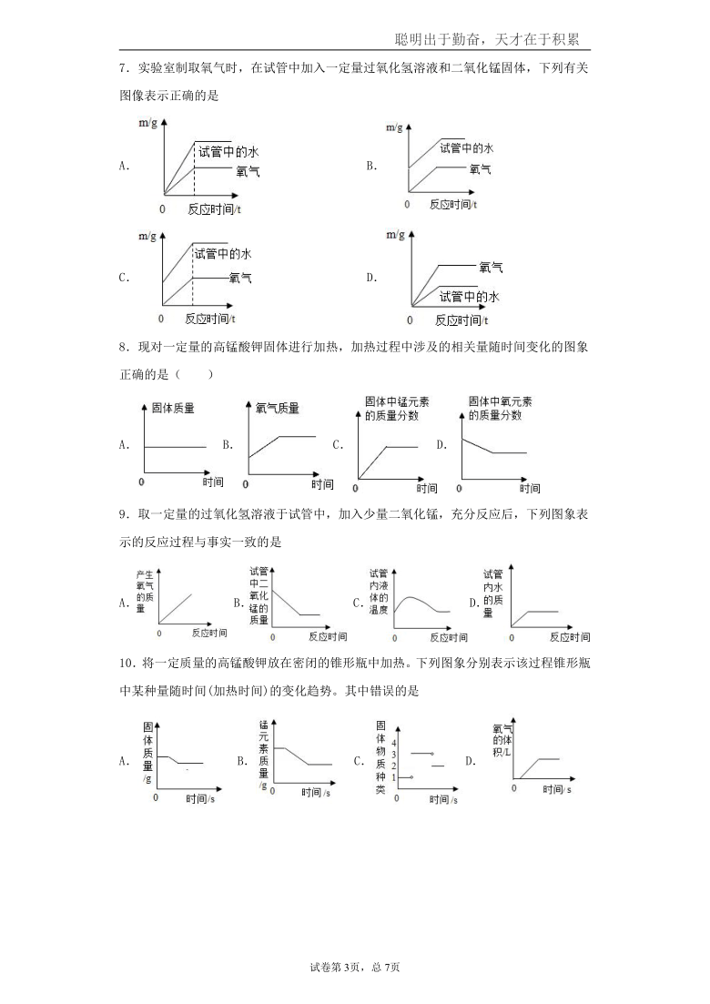 实验室制取氧气相关的图像题专题练习-2021-2022学年九年级化学人教版