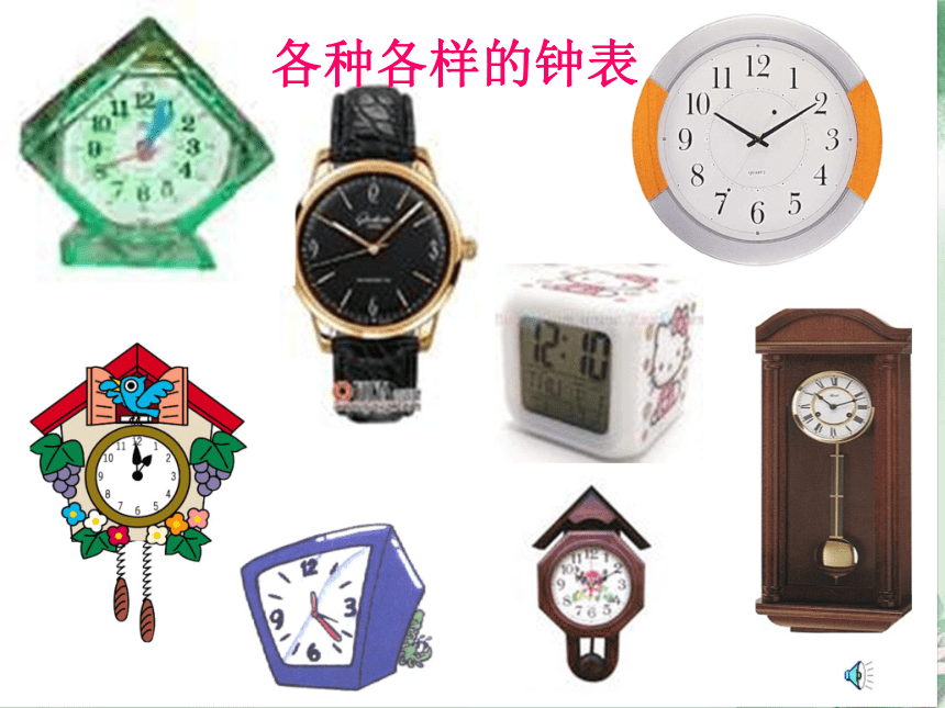 各种各样的钟表通过观察,你发现了钟面上有什么?