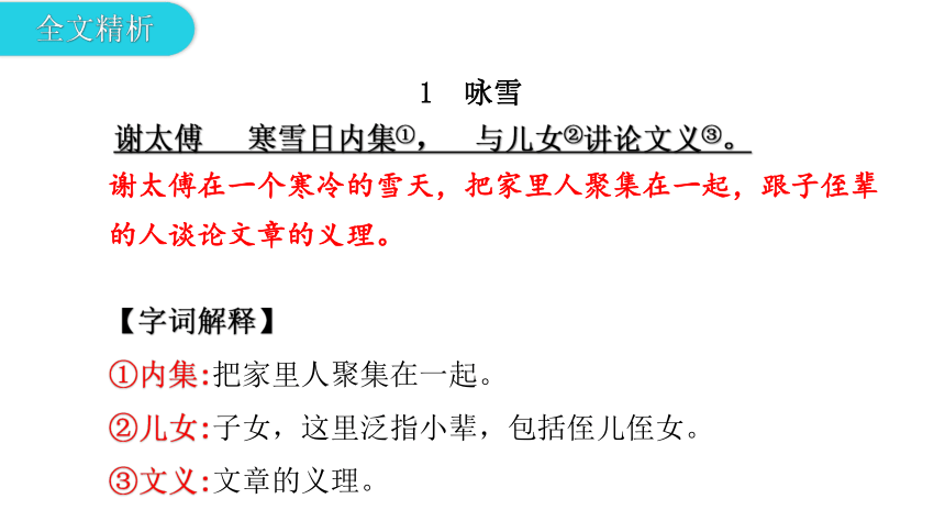2021年广东中考古诗文必考 必练 七年级上册古文精析精练1 咏雪课件