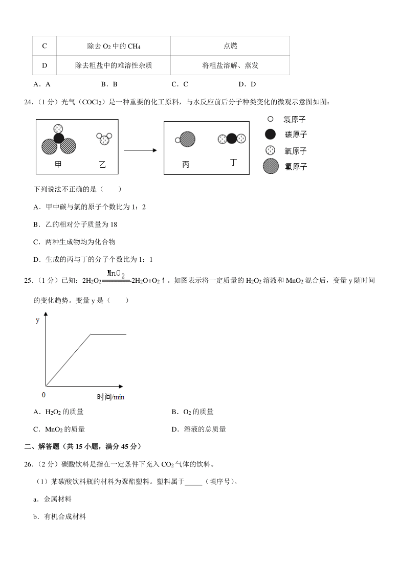 2021年北京市海淀区中考化学一模试卷(word 解析答案)
