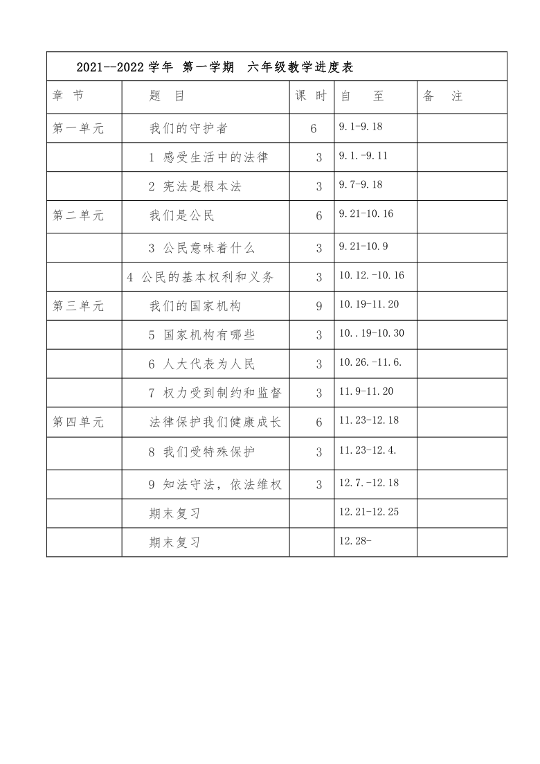 统编版六年级上册道德与法治全册教案教学设计教学计划教学进度表82页