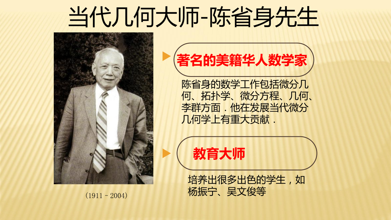 中国现代数学的开拓与发展 当代几何大师─陈省身课件28张ppt