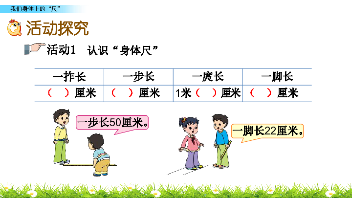 二年级上册我们身体上的尺课件苏教版共18张ppt