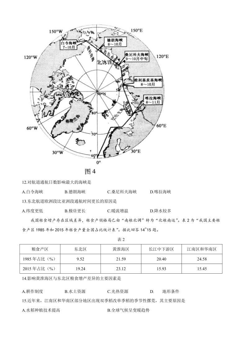 2021年1月江苏省新高考适应性考试地理试题word版无答案