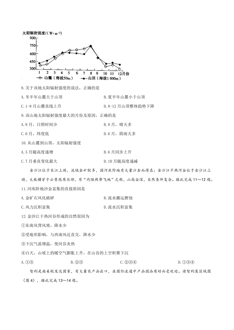 高三下学期普通高等学校招生全国统一考试模拟二地理试题word版含答案