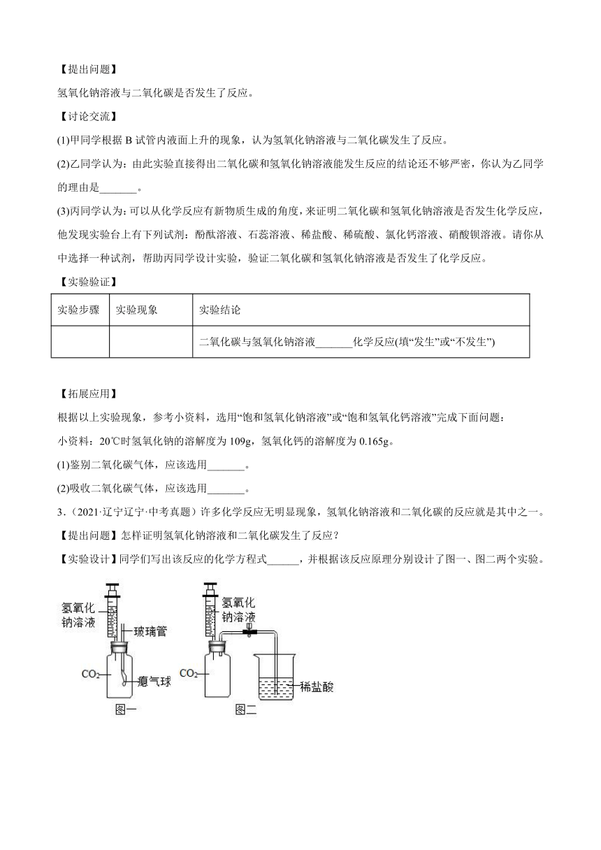 2022年中考化学二轮专题复习科学探究题专题练习word版有答案