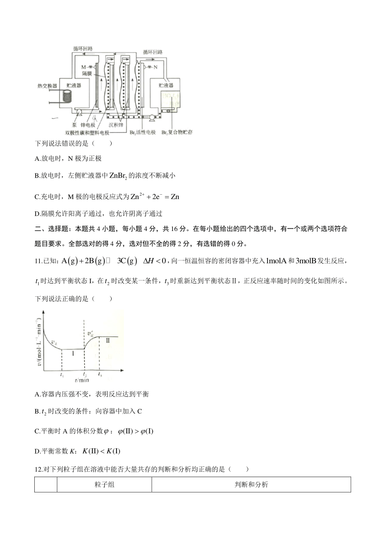 2021年湖南卷高考化学真题试卷word版无答案