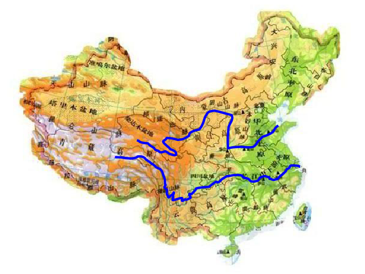 母亲河——黄河○对照图5-31(11地形图)和图5-18(14中国的气候类型)