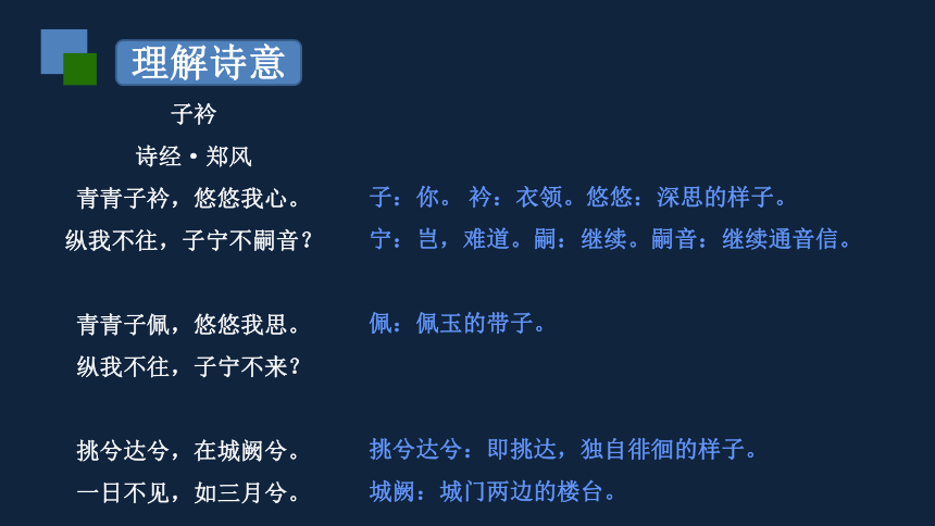 人教部编版八年级下册课外古诗词诵读子衿望洞庭湖赠张丞相课件共20张