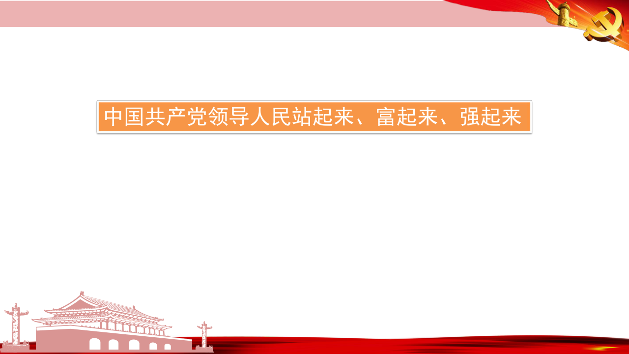 一,建立新中国中国人民站起来(一)新中国成立的意义中华人民共和国的