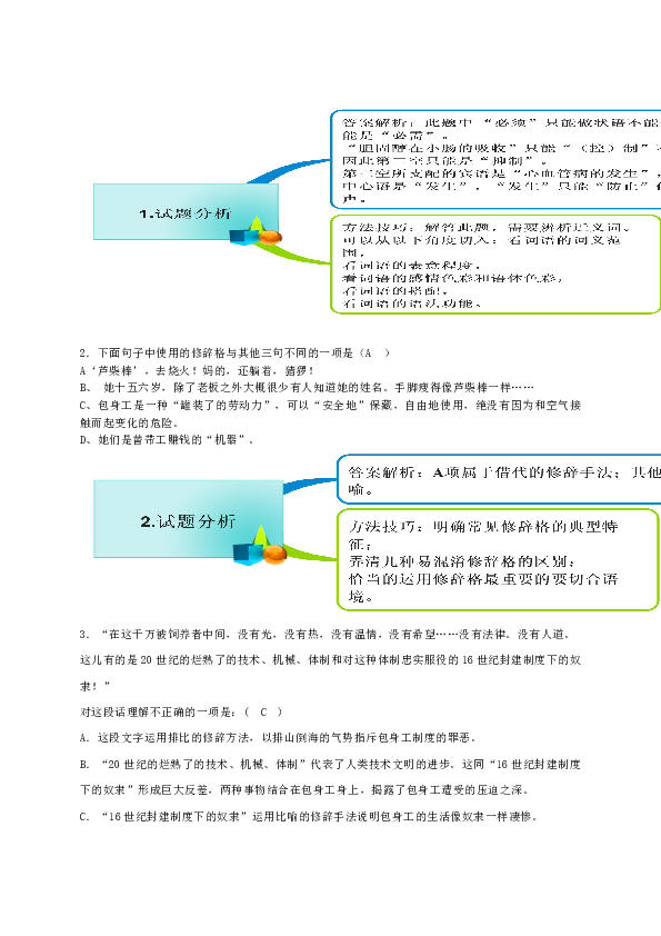 图解教材人教版语文必修1思维导图微试题11包身工