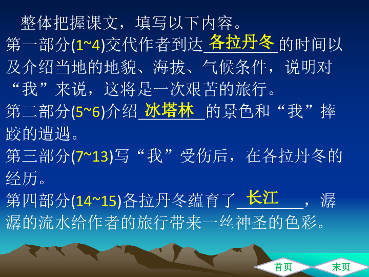 八年级下册2017部编第五单元18在长江源头各拉丹冬课件