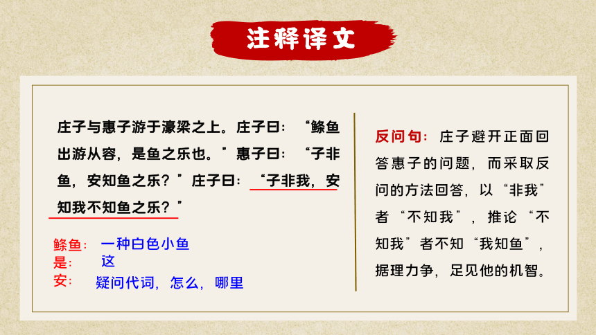 人教部编版八年级下册第21课庄子二则庄子与惠子游于濠梁课件共15张