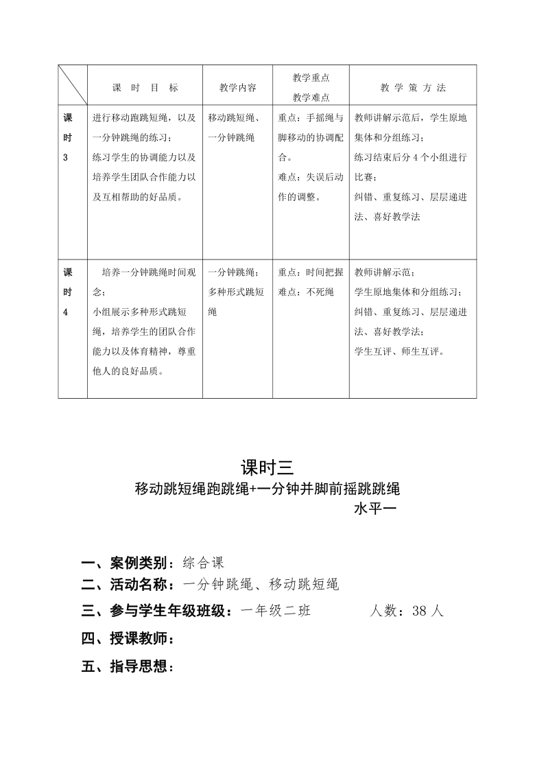 体育与健康人教12年级全一册跳绳教案