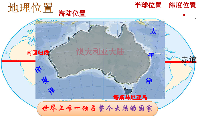 第四节   澳大利亚南回归线澳大利亚大陆印度洋太平洋塔斯马尼亚岛