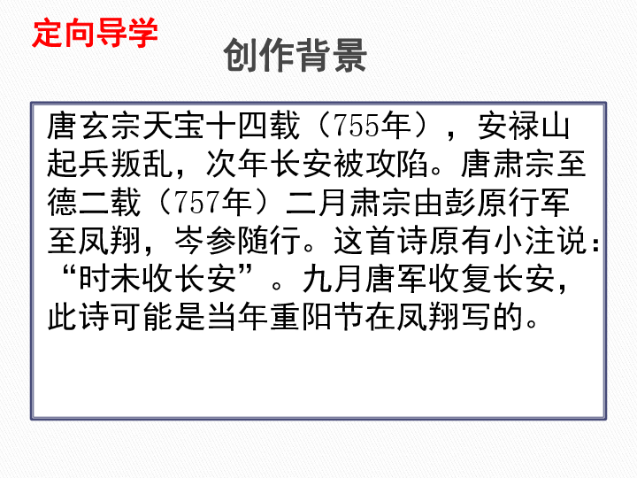 部编版语文七上第三单元课外古诗诵读行军九日思长安故园课件21张ppt