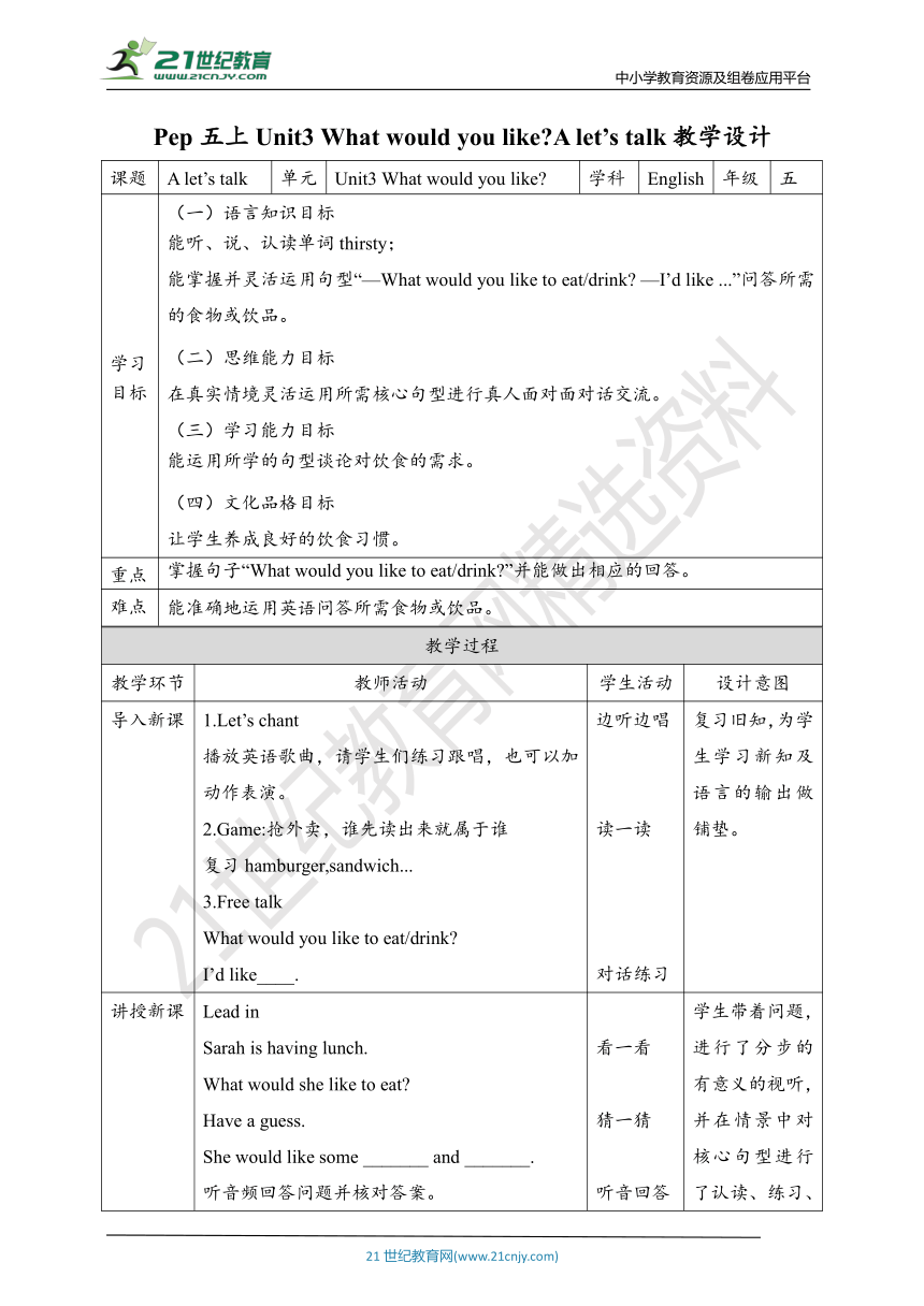 Unit3 What Would You Like A Let s Talk 21 