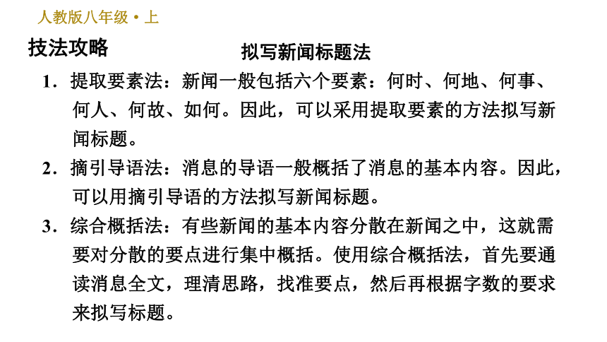 部编版八年级上册语文第1单元常考专项真题练拟写新闻标题概括新闻