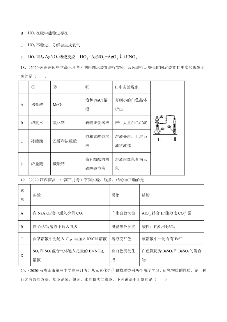 2021届高考化学二轮精品高频考点突破汇编07非金属及其化合物word版含