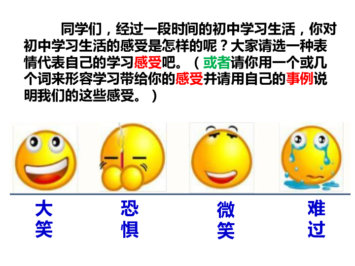 大家请选一种表情代表自己的学习感受吧.