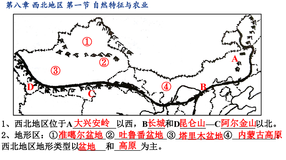 西北地区1,了解西北地区的位置,自然地理特征及其牧区和灌溉农业区